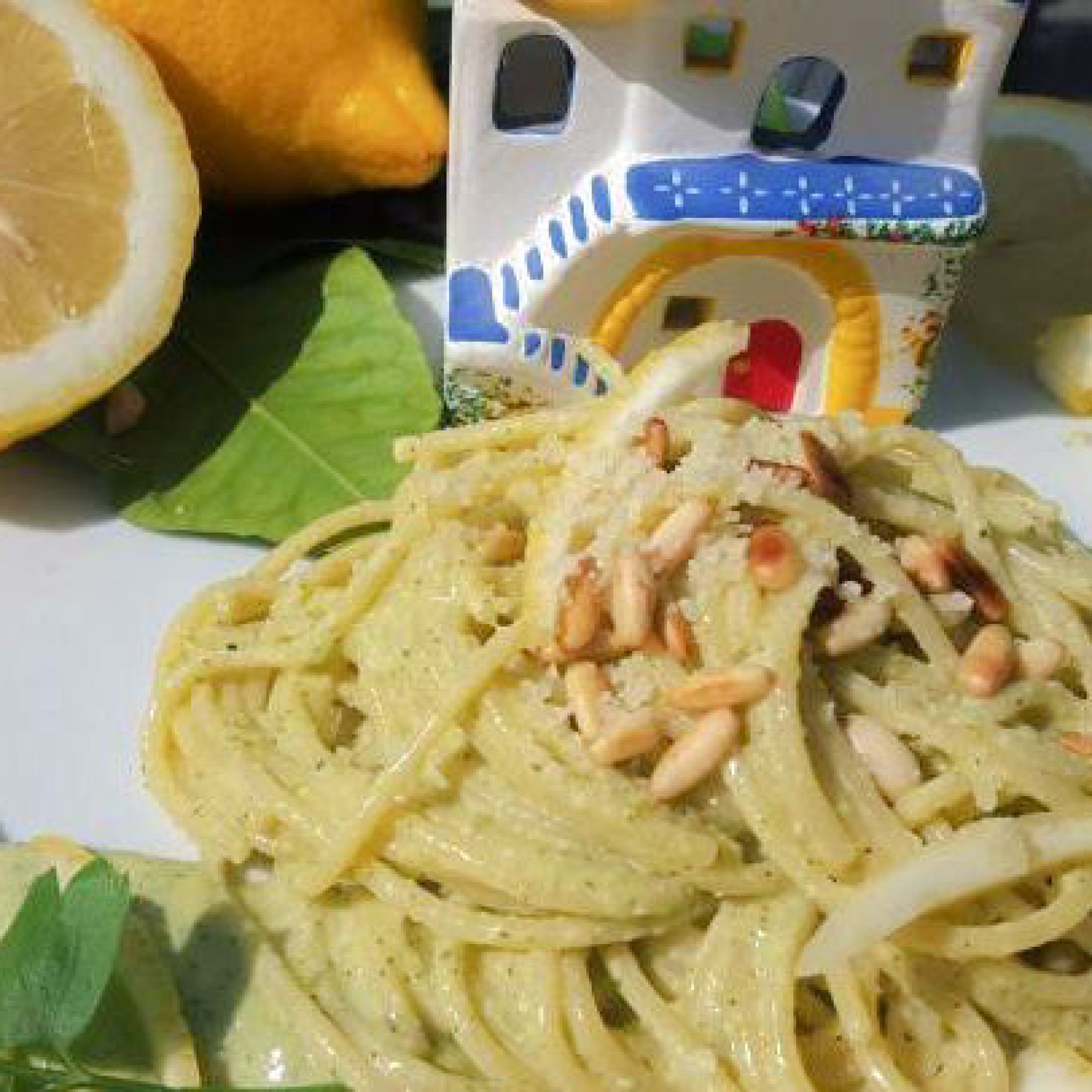 tagliolini spaghetti pesto limoni
